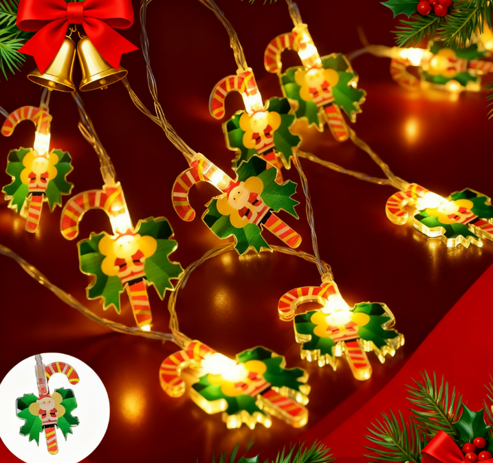 Painted crutches Christmas lights LED string outdoor decorative ambient lights