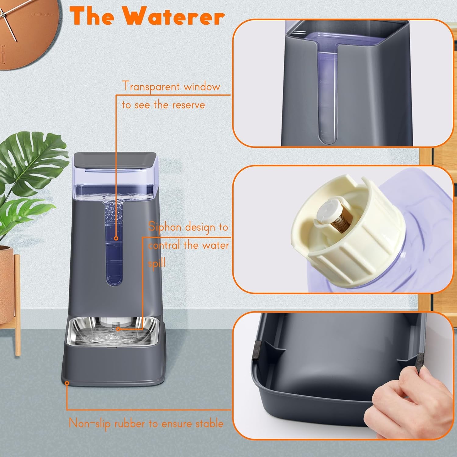Automatic Cat and Dog Feeder Set, 2 Packs Stainless Steel Automatic Food and Water Dispenser, 3.8 L