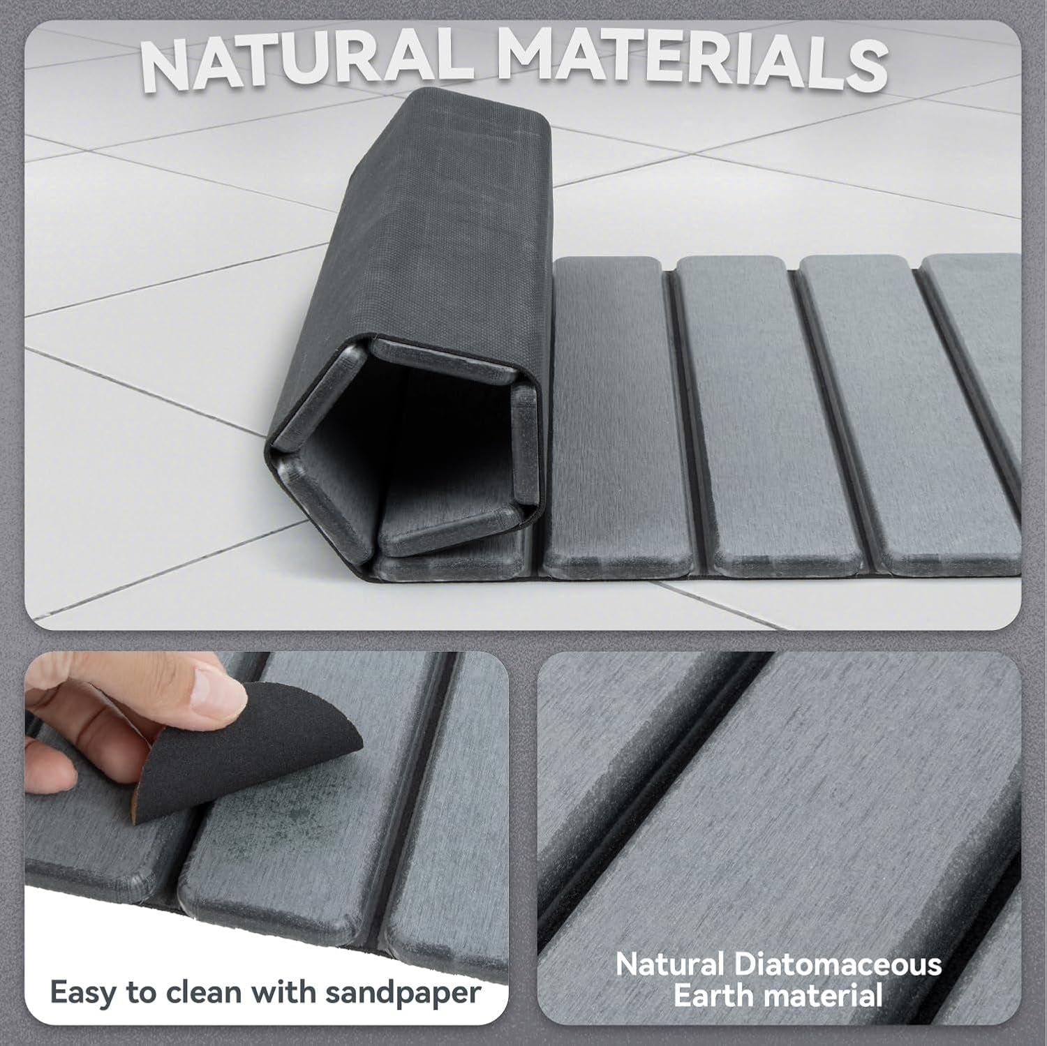 Natural Stone Bath Mat, Non Slip Quick Dry for Bathroom & Kitchen