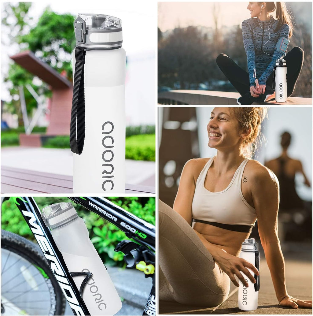 Sports Water Bottle 1L, BPA Free Tritan Leak Proof Gym Bottle, Ice