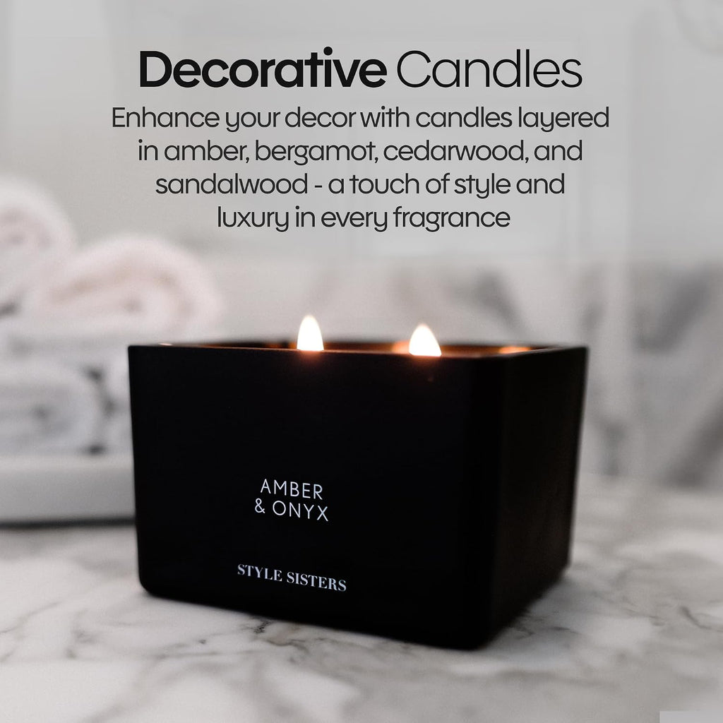 Scented Candles 200G, Amber & Onyx Scented Sets, Wax Candle Box, Long Burning Candle, 50 Hours Burn Time, for Home, Bachelor Pad Decor, Gifts for Women