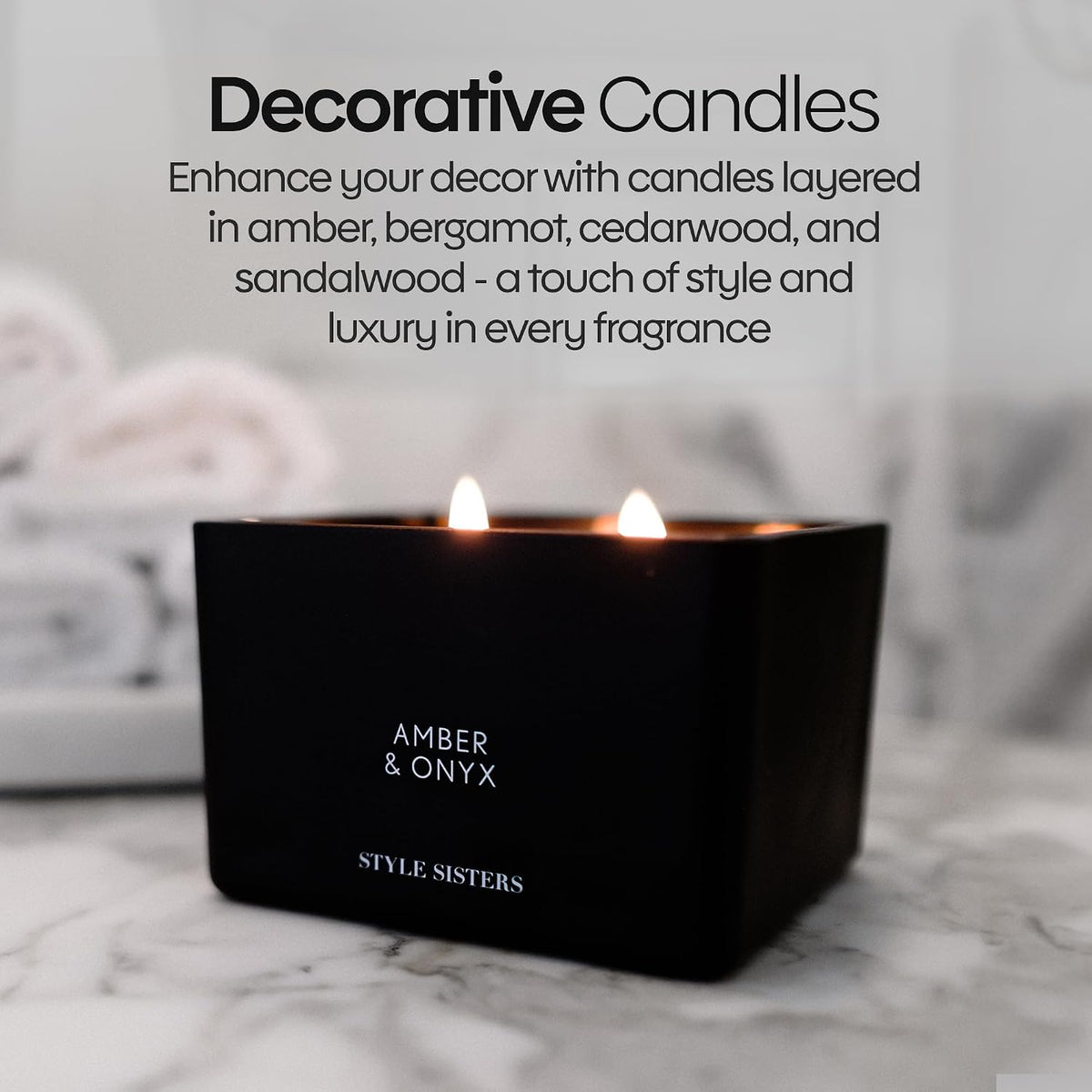 Scented Candles 200G, Amber & Onyx Scented Sets, Wax Candle Box, Long Burning Candle, 50 Hours Burn Time, for Home, Bachelor Pad Decor, Gifts for Women