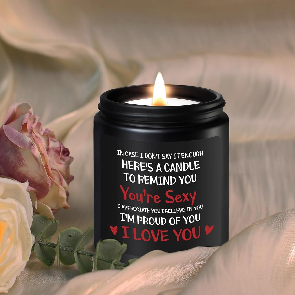 Anniversary Valentines Gifts for Him Her - Sandalwood Scented Candle Birthday Christmas Wedding Romantic I Love You Gifts Presents for Her Girlfriend Boyfriend Wife Husband Women Men