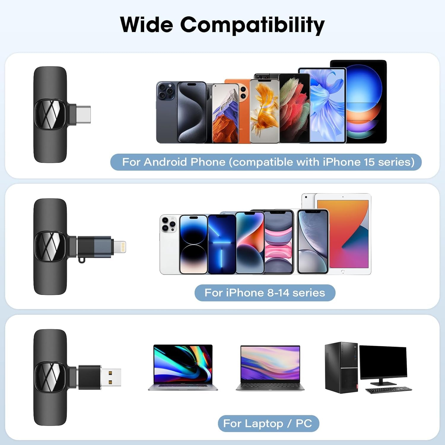 Wireless Lavalier Microphone for Iphone - Ipad, Android Phone,Computer, Mini Lapel Mic with Noise Reduction and Crystal Sound for Video Recording, Vlogging, Tiktok, Youtube