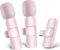 Wireless Microphone for Android Phone/Iphone/Laptop, Lavalier Microphone for Video Recording, Vlog, Live Broadcast (Pink)