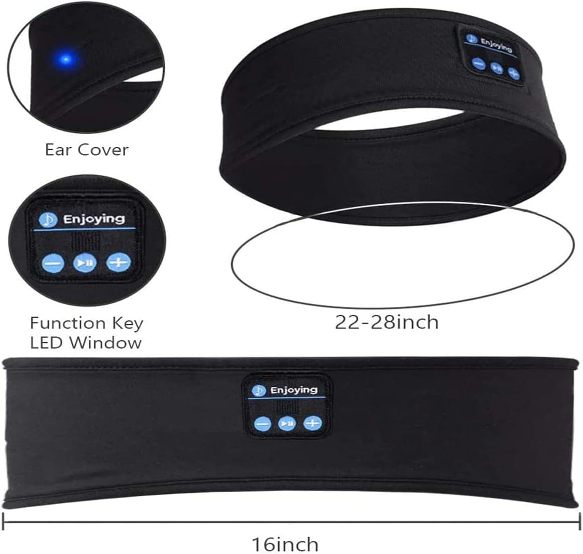 Sleep Headphones V5.0 Wireless Bluetooth Snoozeband Built-In HD Speakers