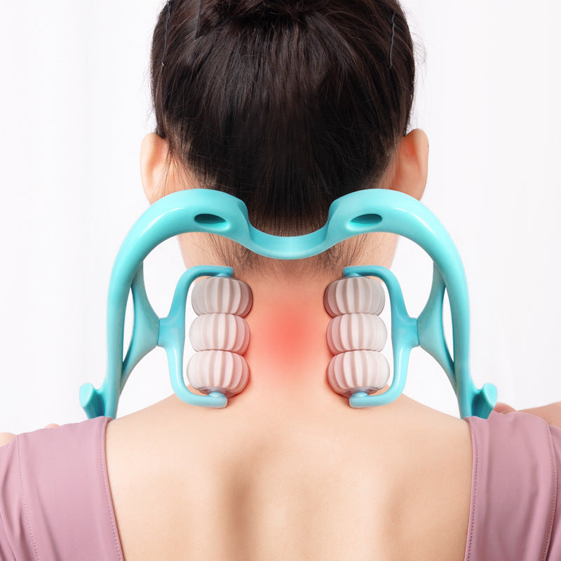 Multifunctional Manual Six-wheel Neck Massager Massage Relieve Roller Massage Tool-0