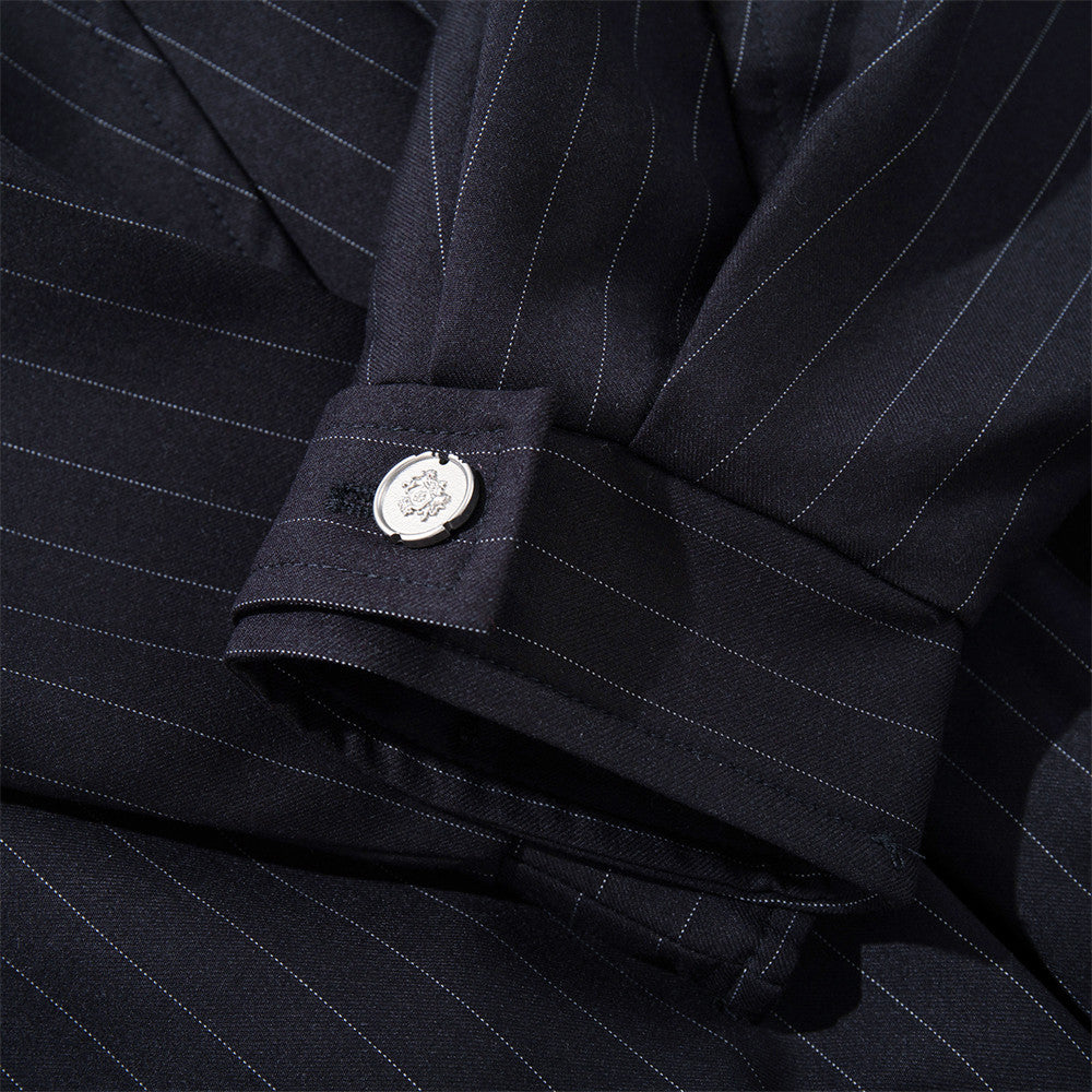 Vertical striped stand up collar short jacket