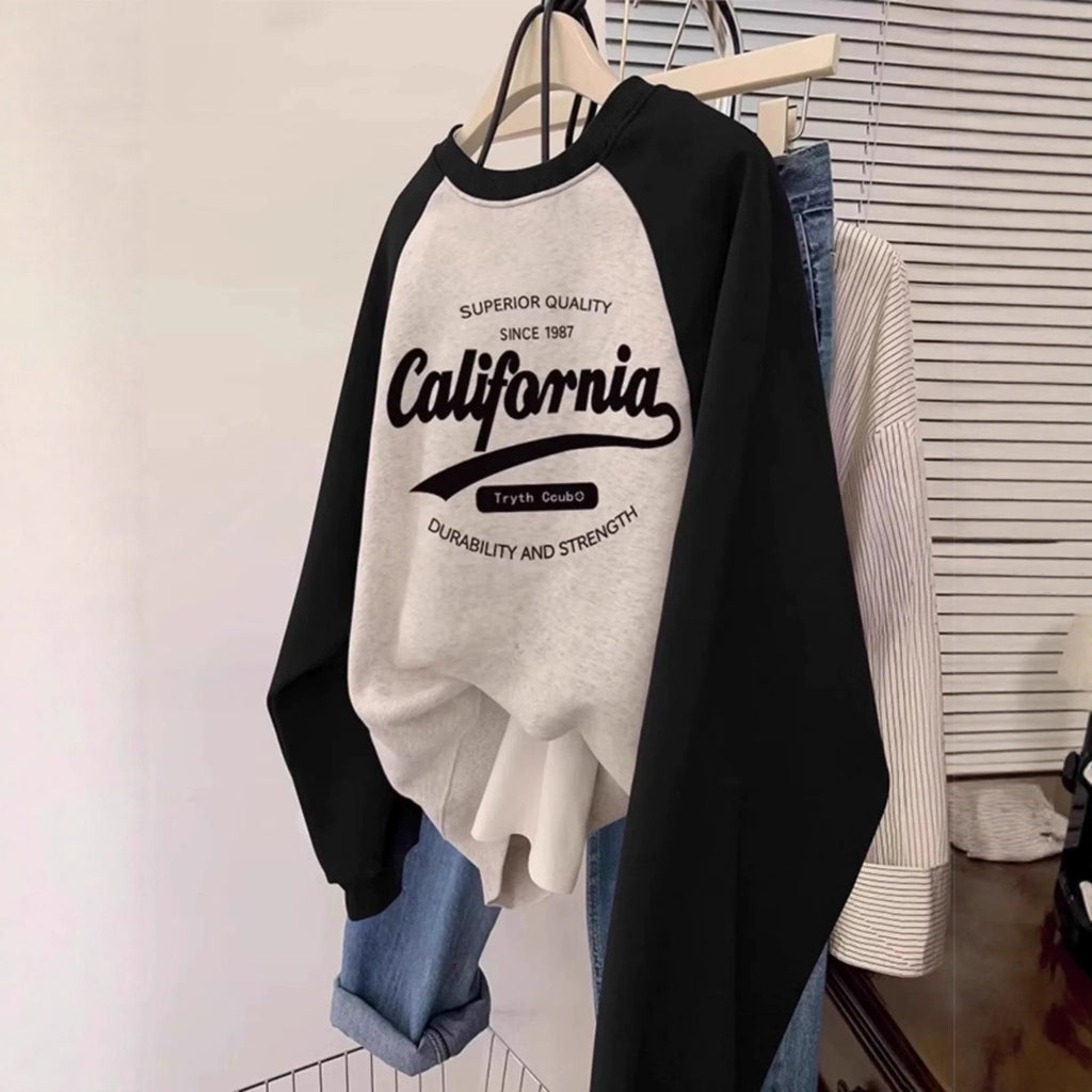 Color-blocked Drop Shoulder Sleeve Lightweight Hoodie for Women