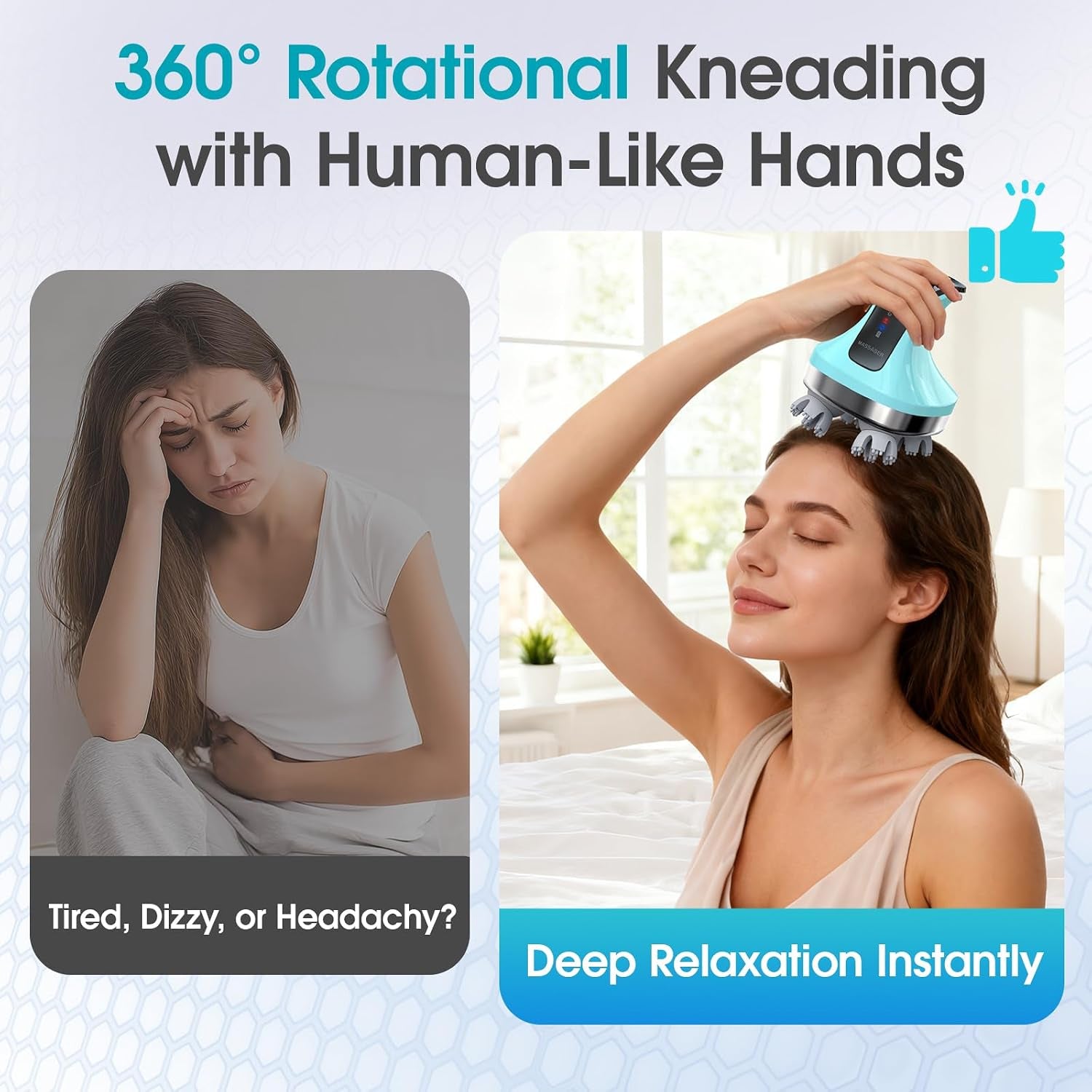 Deep Tissue Electric Head Massager, Cordless Waterproof Scalp Massager