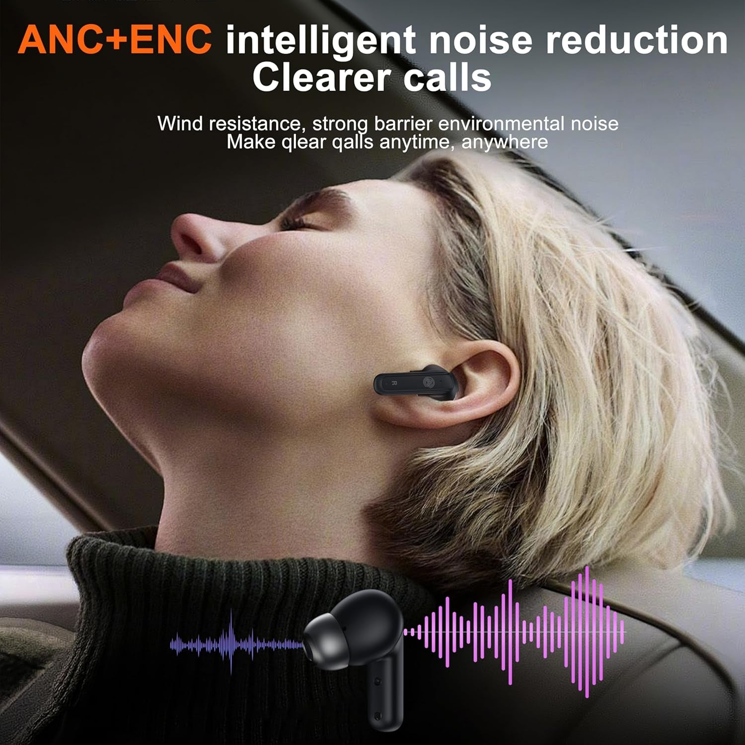 Wireless Earbuds Touch Screen ANC Active Noise Cancelling Earphones,In Ear Gaming Headphones Wireless Bluetooth Ear Phones ENC Ear Buds Noise Cancelling Bluetooth Earbuds LED Display