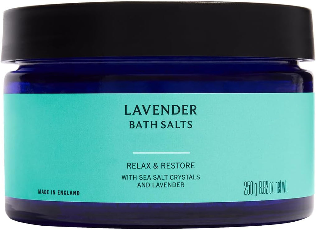 Lavender Bath Salts, Calming & Restorative Salt Crystals with Essential Oils, Vegan & Cruelty-Free, 250G