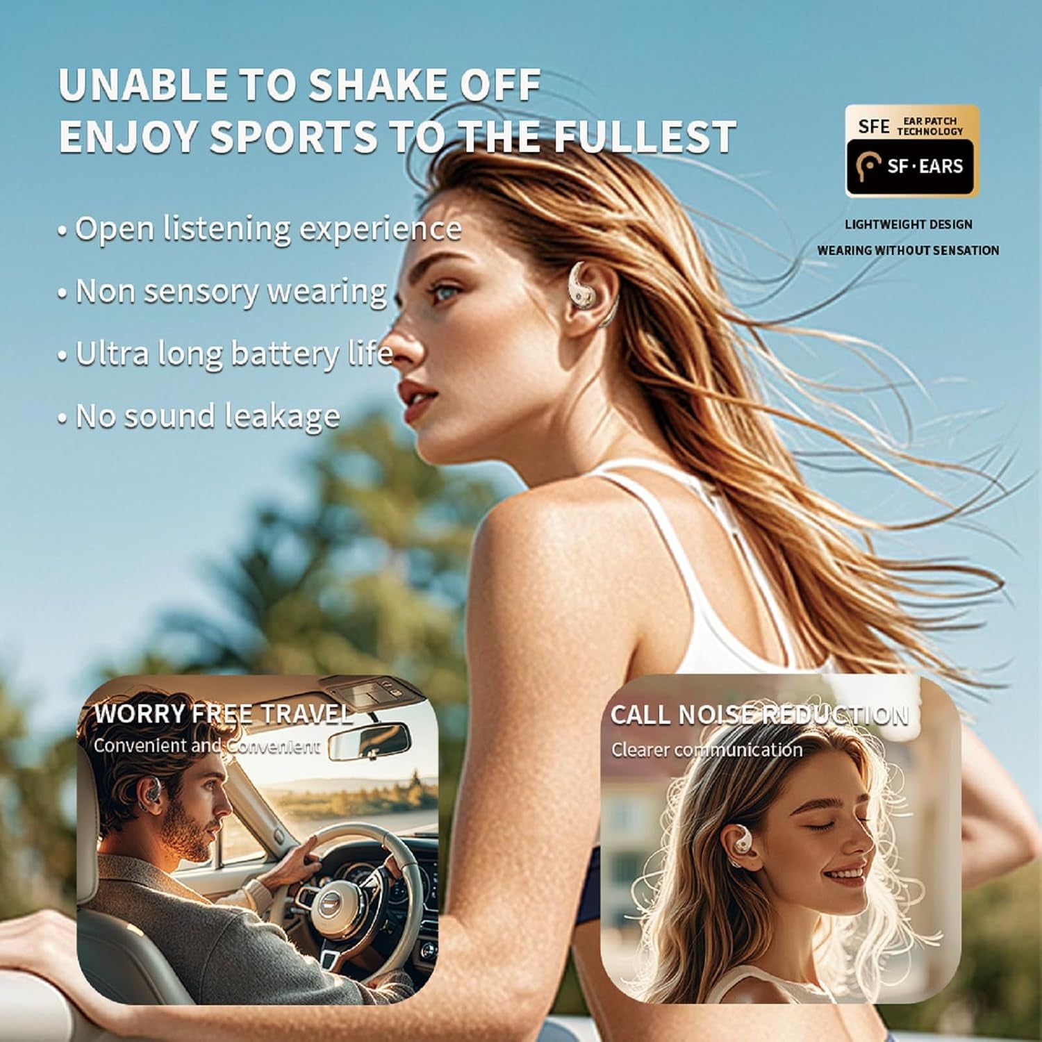 Open Ear AI Language Translation Headphones Real-Time Translator over Ear Earbuds Translating Hook Earphones ENC Noise Cancelling Bluetooth 5.4 Translate Ear Buds with Ear Hooks for Business Travel