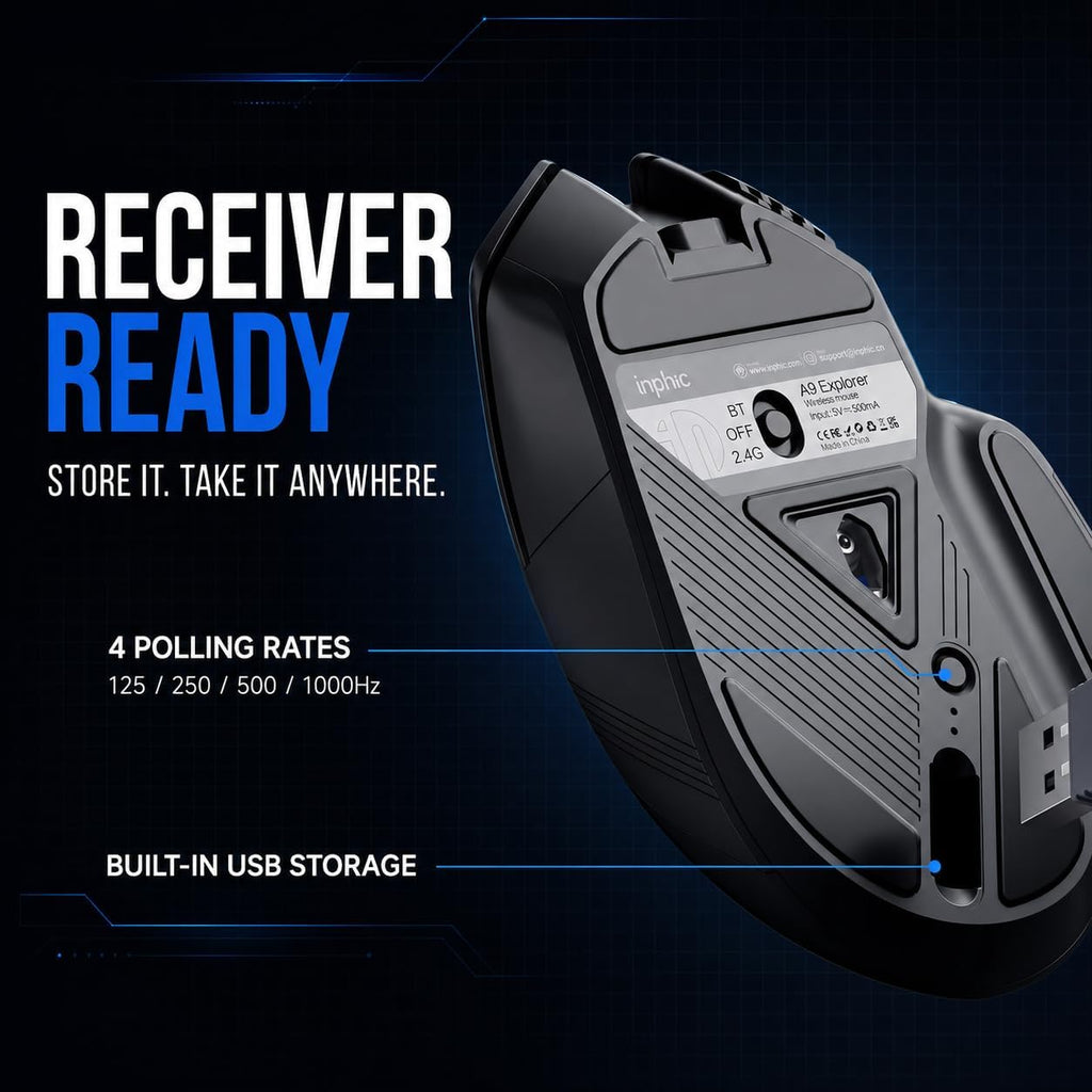 A9 V2 Explorer Wireless Gaming Mouse, 12800 DPI Silent Mouse