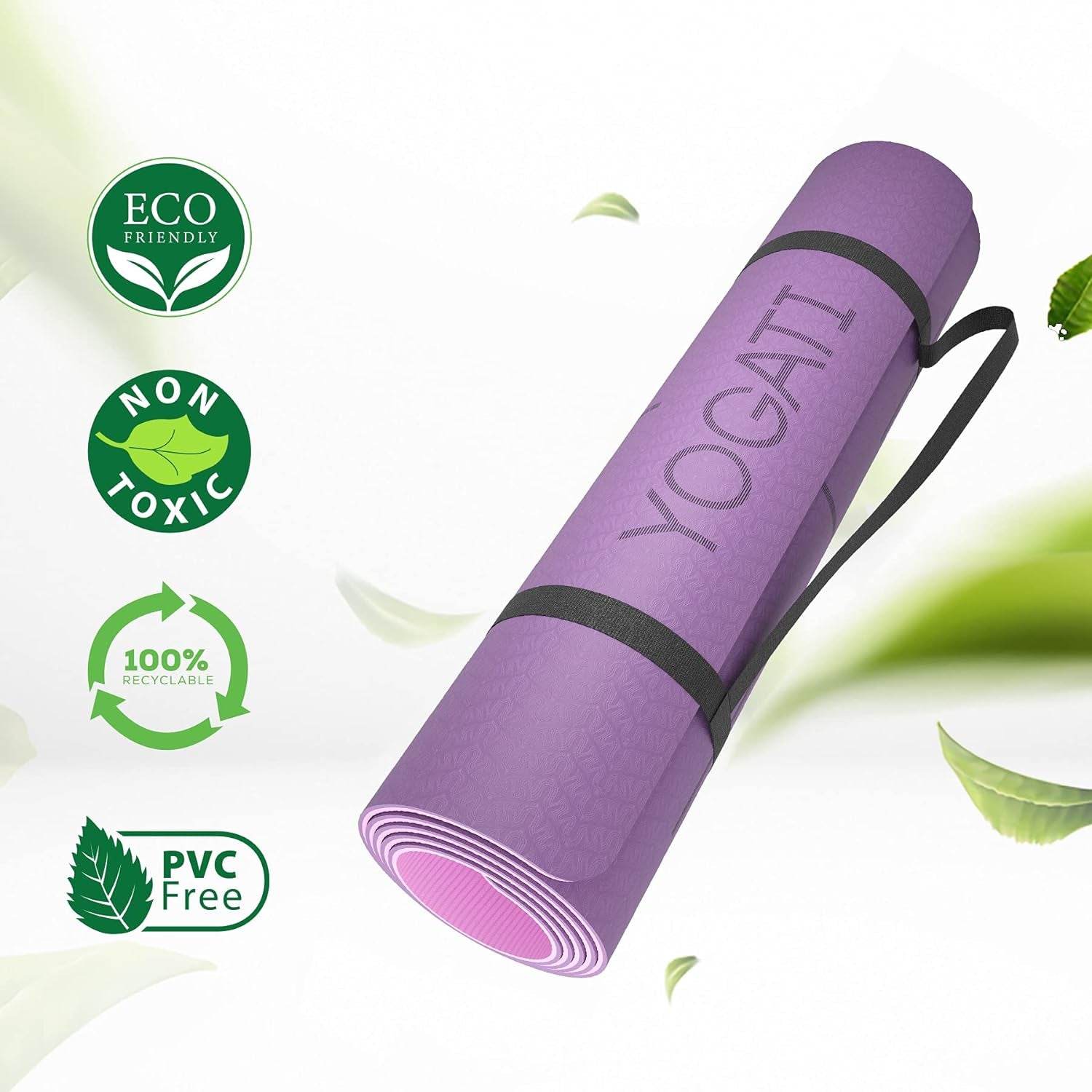 Yoga Mat with Alignment Lines. Yoga Mats with Carry Strap Perfect for Pilates and Fitness Workout, Eco Friendly Non Slip Thick Yoga Mats for Women and Men - Yoga Matt.