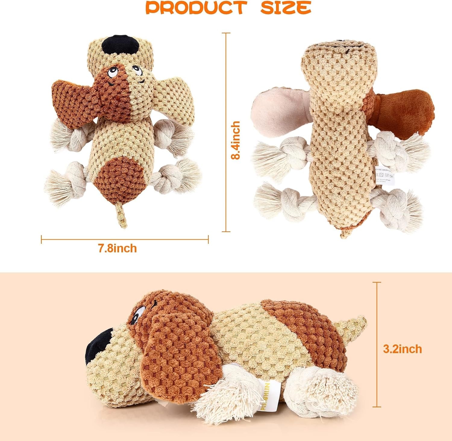 Dog Toys for Aggressive Chewers-Dog Toys for Large Dogs, Big Dog Chew Toys and Large Breeds, Tough Durable Indestructible Dog Toys, Squeaky (Brown) (Brown)