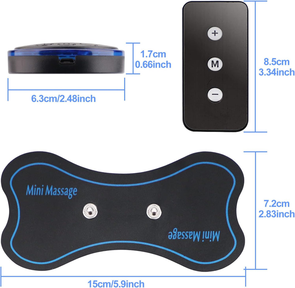2PCS Mini Neck Massager, Body Massage & Cervical Massagers, Whole Body Massager, Shoulder Electric Massagers, Ratigue Relief for Arms, Neck, Back, Waist, and Legs | 6 Patches | Remote Control
