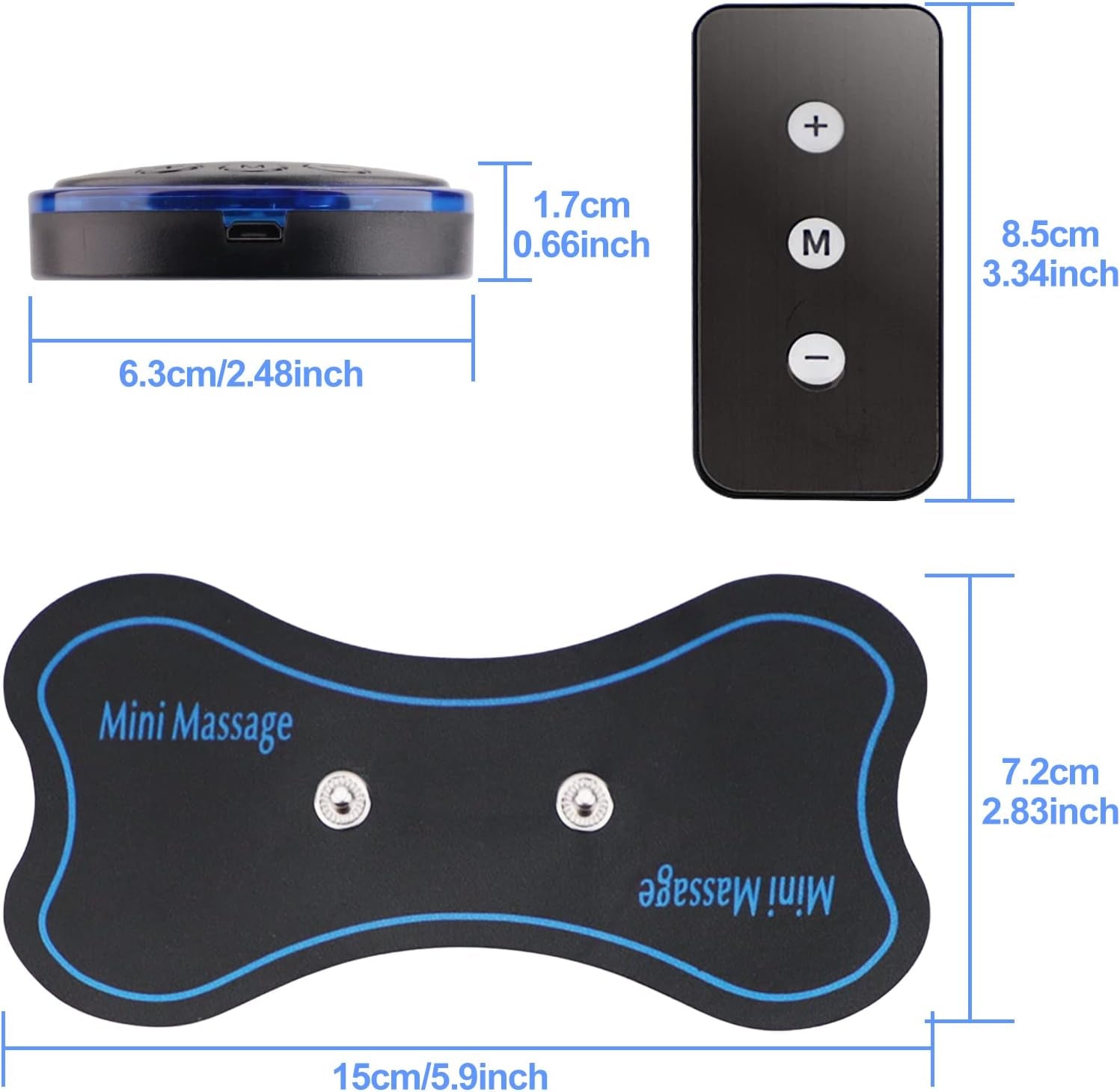 2PCS Mini Neck Massager, Body Massage & Cervical Massagers, Whole Body Massager, Shoulder Electric Massagers, Ratigue Relief for Arms, Neck, Back, Waist, and Legs | 6 Patches | Remote Control