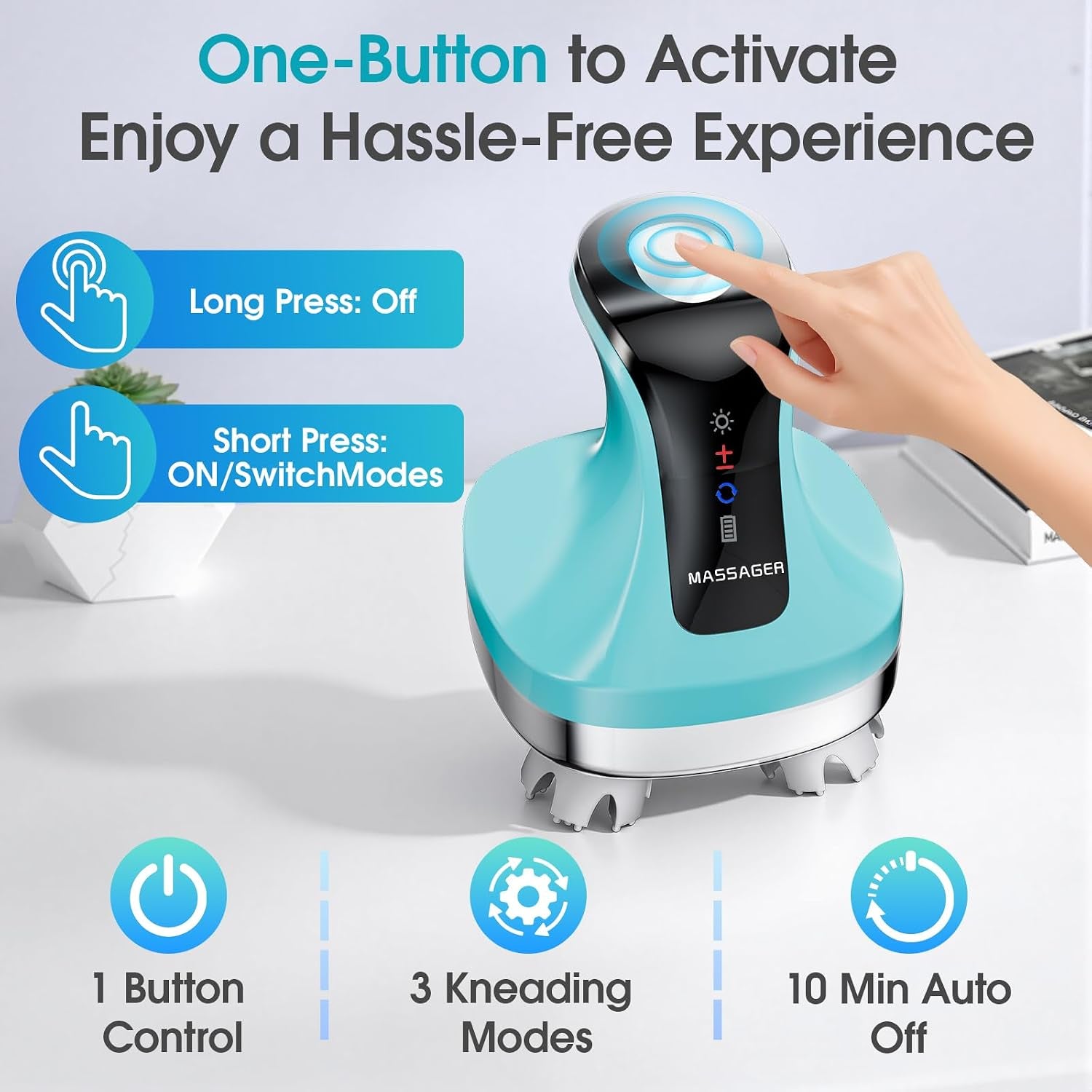 Deep Tissue Electric Head Massager, Cordless Waterproof Scalp Massager