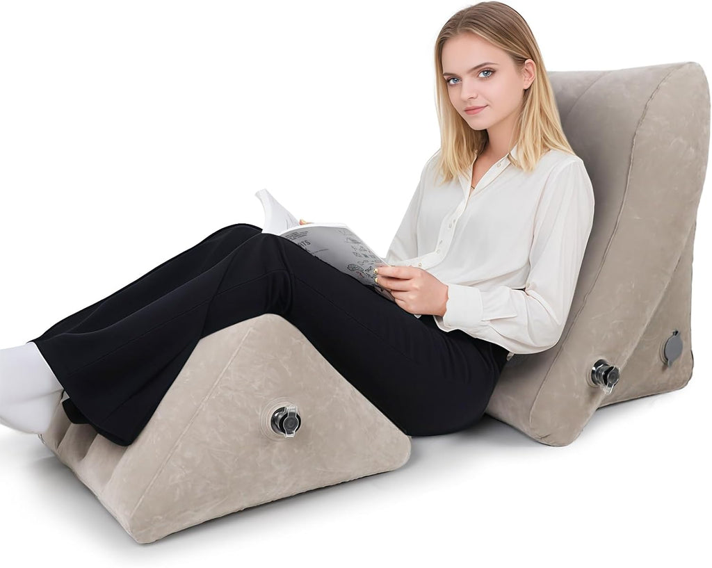 Inflatable Wedge Pillow Set – 2 Pack Portable Travel Wedge Pillow