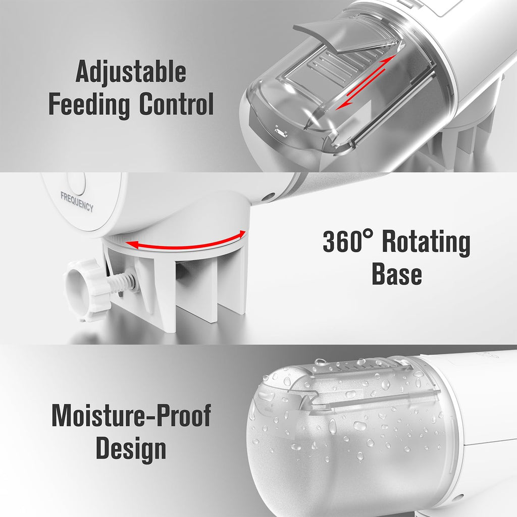 Automatic Fish Feeder Dispenser for Aquarium, 200Ml Large Capacity Auto Turtle Fish Feeder for Small Tank, Battery Powered Food Feeding Timer for Flakes Pellet Vacation, Batteries Included