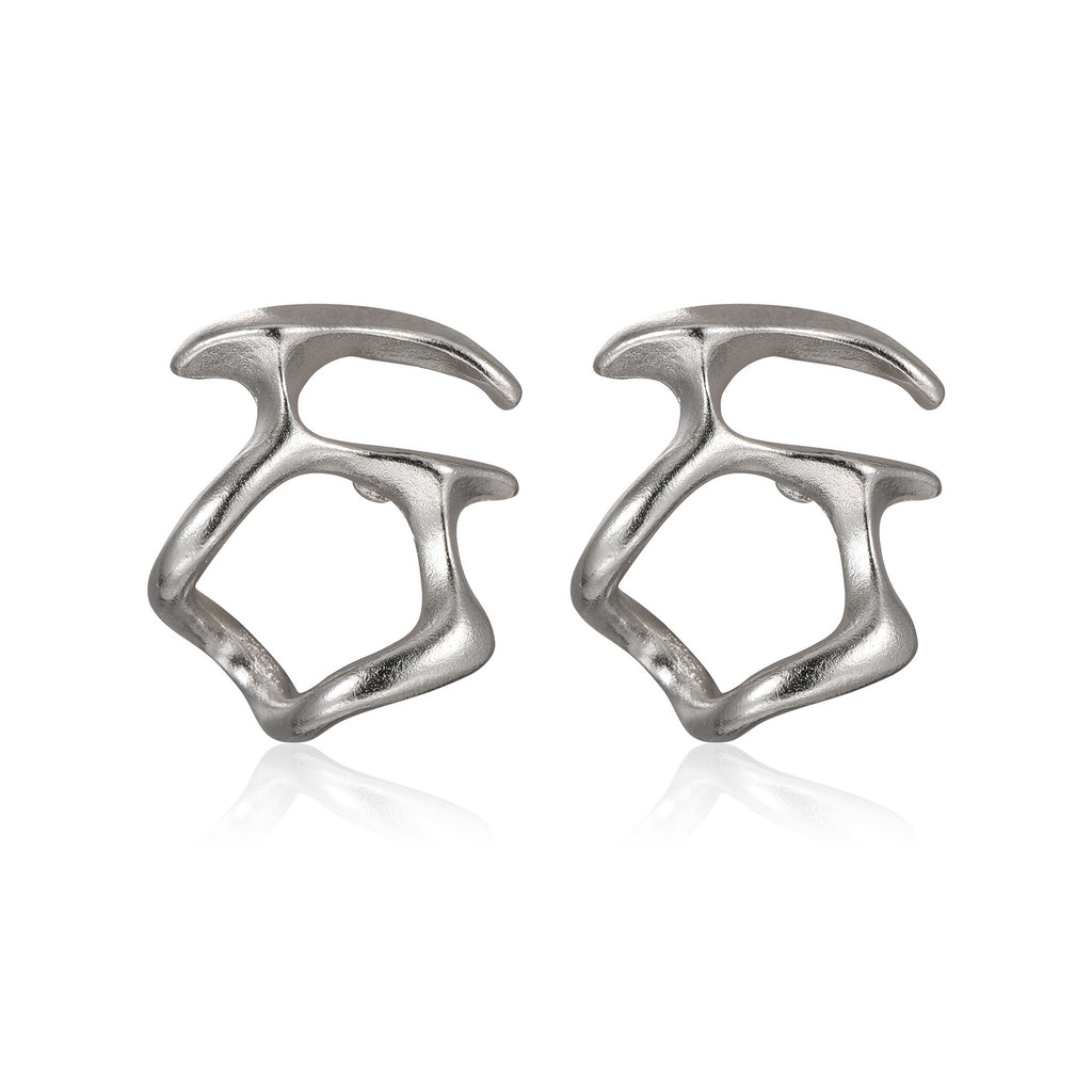 Hot selling cold wind irregular hollow out metal earrings for female personality niche design, internet celebrity high-end sense earrings