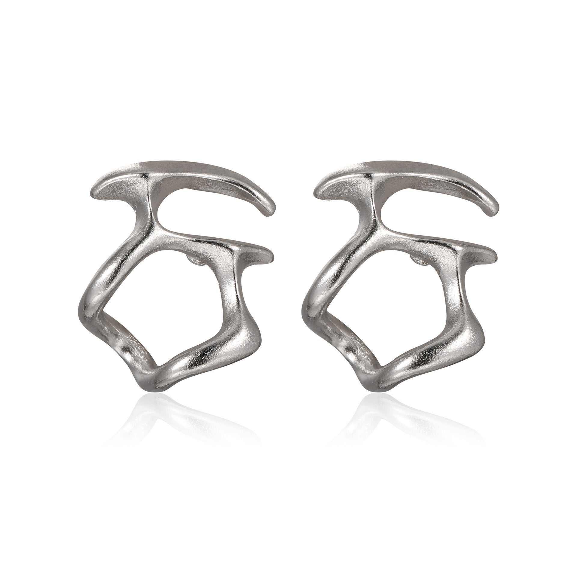 Hot selling cold wind irregular hollow out metal earrings for female personality niche design, internet celebrity high-end sense earrings