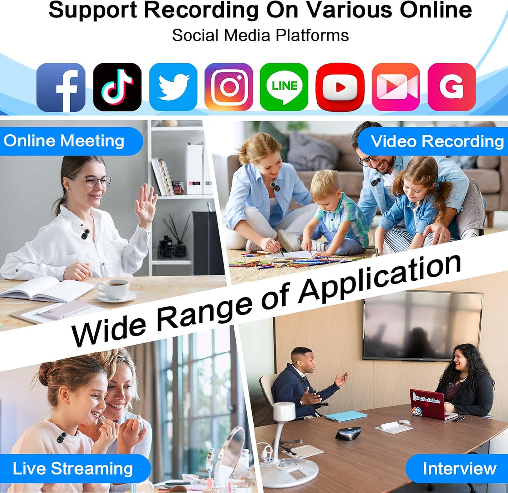 3 in 1 Wireless Microphone for Iphone,Camera,Android,And Laptop, 8H Long Working Time Lapel Mic with Noise Reduction for Video Recording,Vlog,Youtube,Tiktok