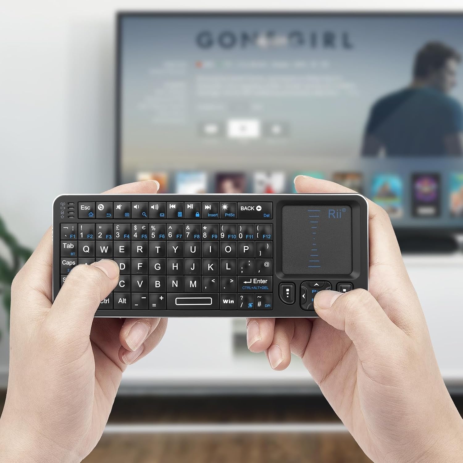 Mini Wireless Keyboard with Trackpad, IR Remote, Small Keyboard for Home Entertainment, Smart TV, Mac, Laptop, Windows, Tablet, Projector (2.4G+Bluetooth, Rechargeable, Backlit)