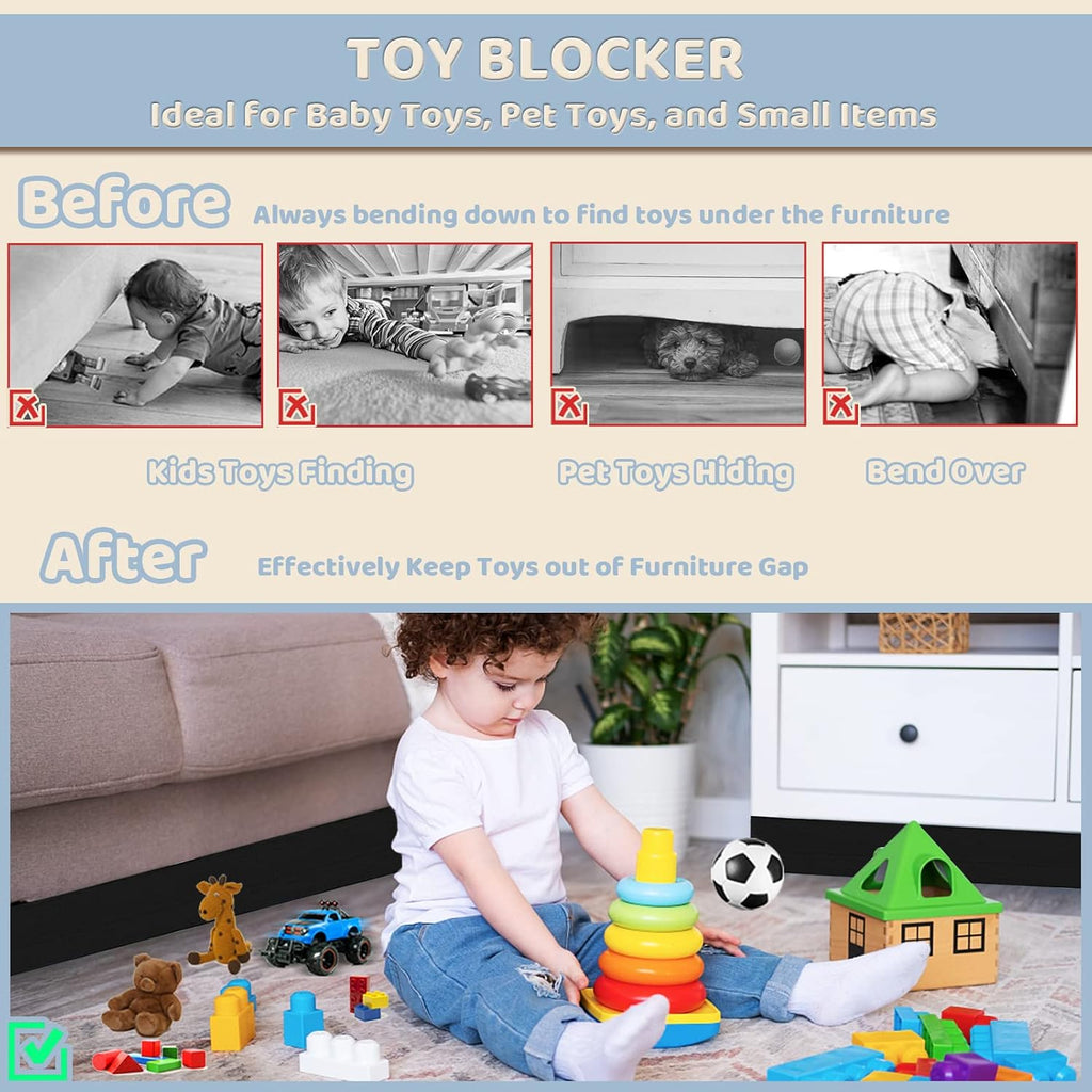 Toy Blocker for under Couch and under Bed, 11Cm X 3M under Couch Blocker for Babies Toys and Pets Toys from Going Sliding, Adjustable Bed Gap Bumper under Sofa & under Furniture