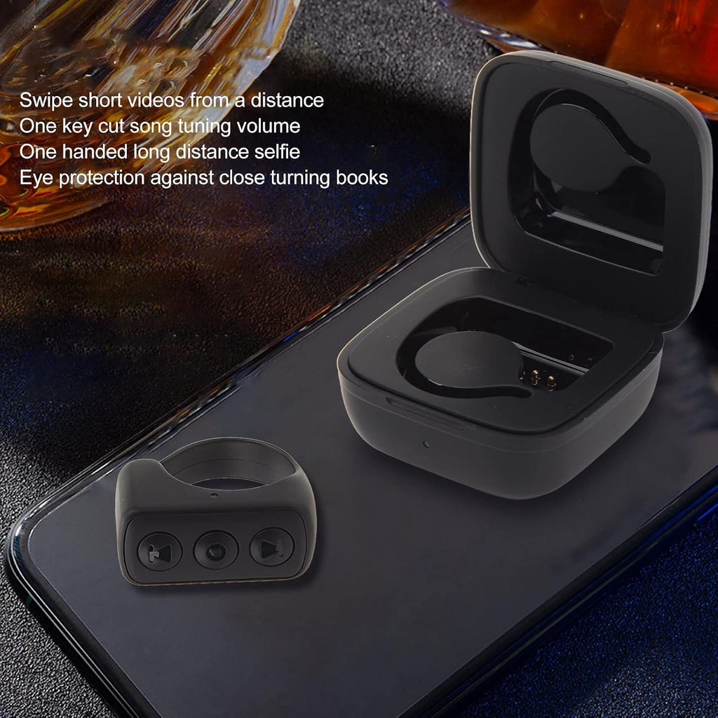 Tiktok Remote Control Kindle APP Page Turner,Bluetooth Camera Video Recording Remote,App Remote Scrolling Ring Clicker,Tik Tok Scrolling Ring for Cell Phone (Black)