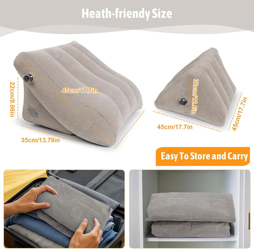 Inflatable Wedge Pillow Set – 2 Pack Portable Travel Wedge Pillow