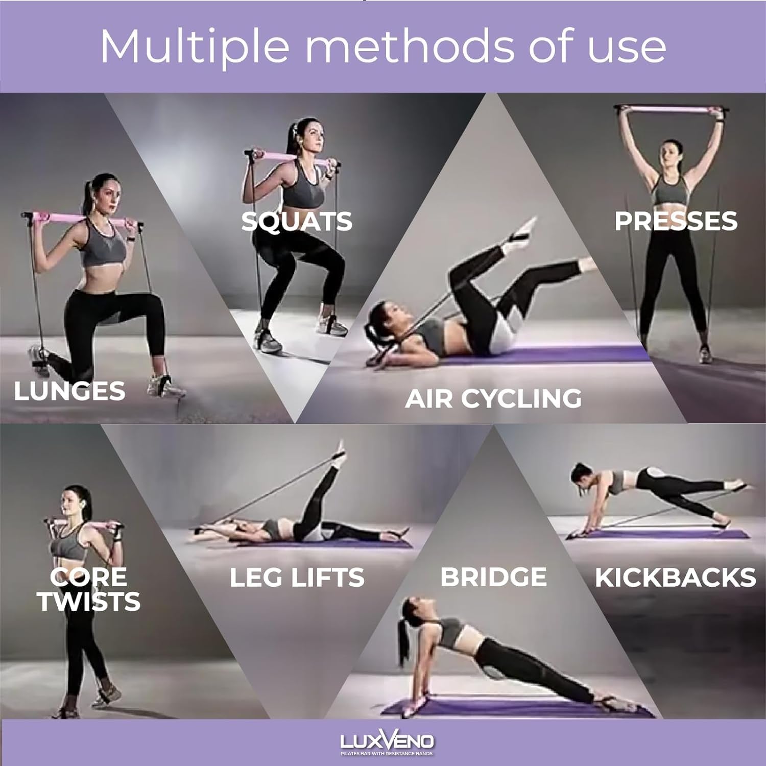 Pilates Bar with Resistance Band Bar Portable Pilates Studio, Pilates Equipment Home Pilates Kit for Full Body Workout, at Home Pilates Kit Exercise Pilates Set for Women and Men
