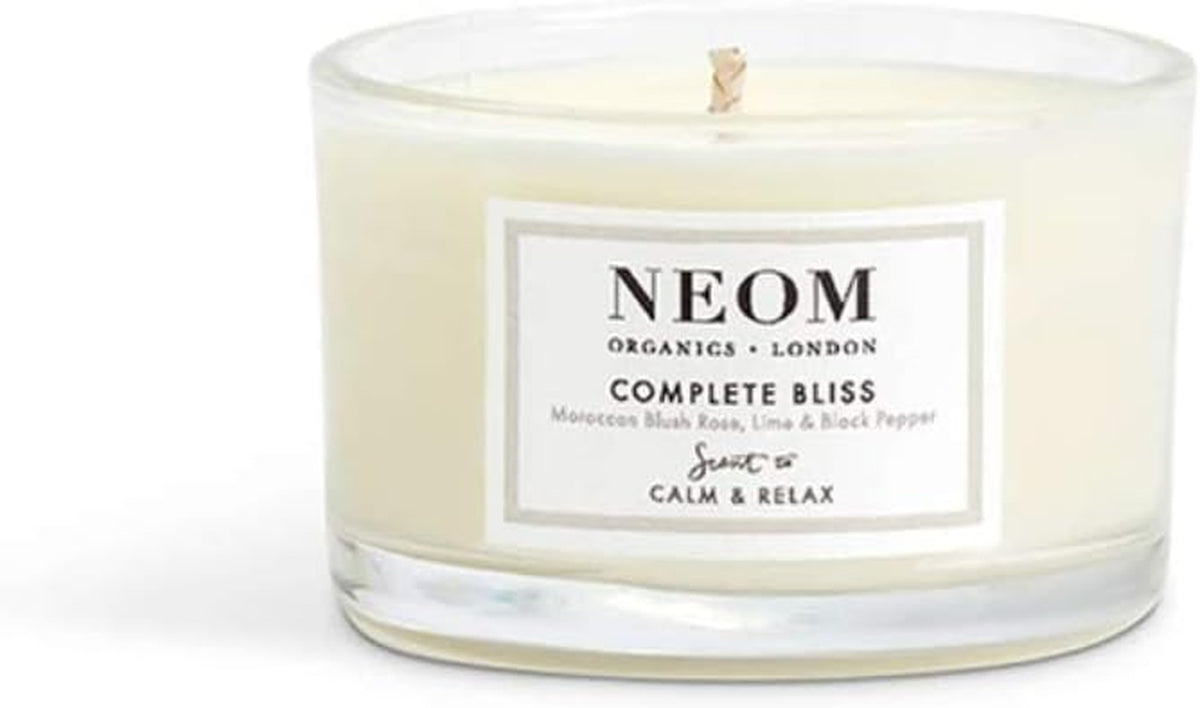 - Complete Bliss Scented Candle, Travel Size | Blush Rose, Lime & Black Pepper | Essential Oil Aromatherapy Candle | Scent to De-Stress