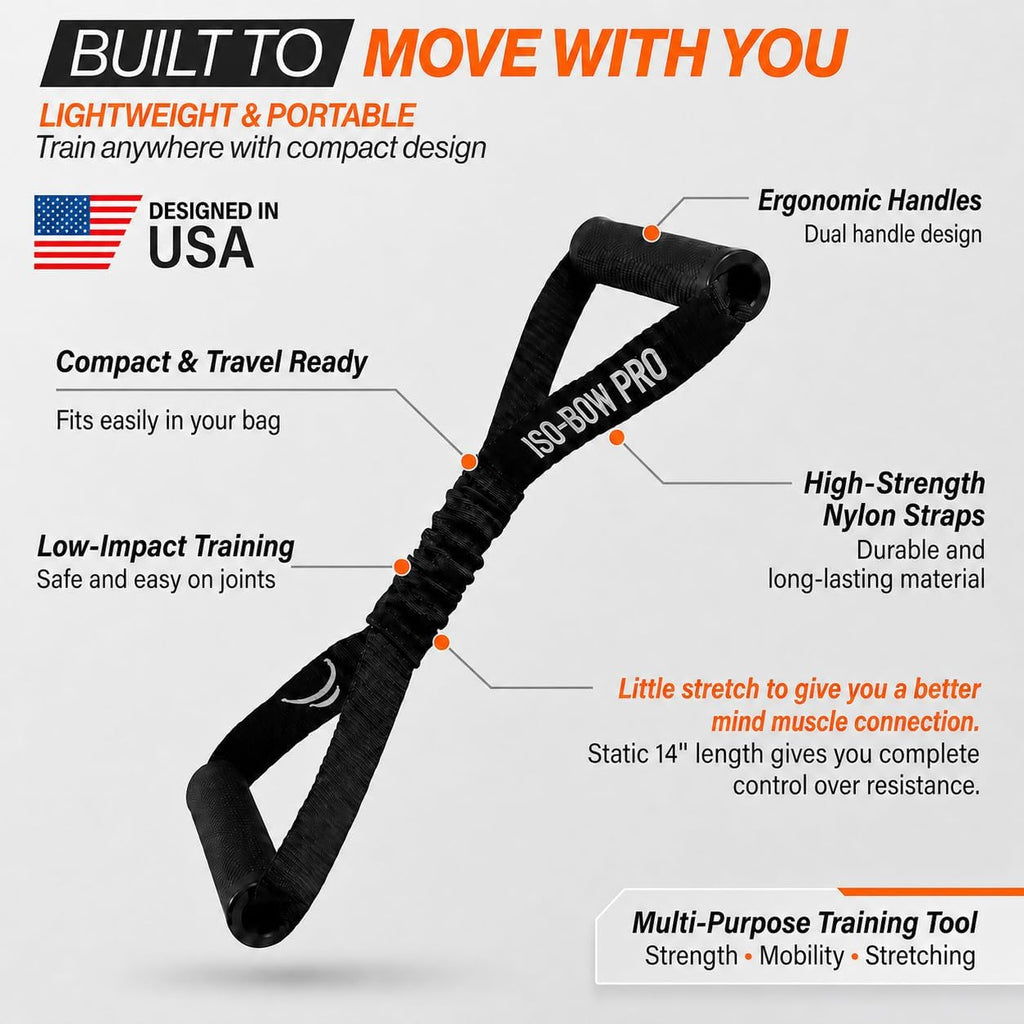 ISO BOW Pro Isometric Exercise Equipment & Workout Straps - Self Resistance Stretching Strap with Handles, Portable Workout Equipment for Yoga - Strength Training Equipment for Home Gym