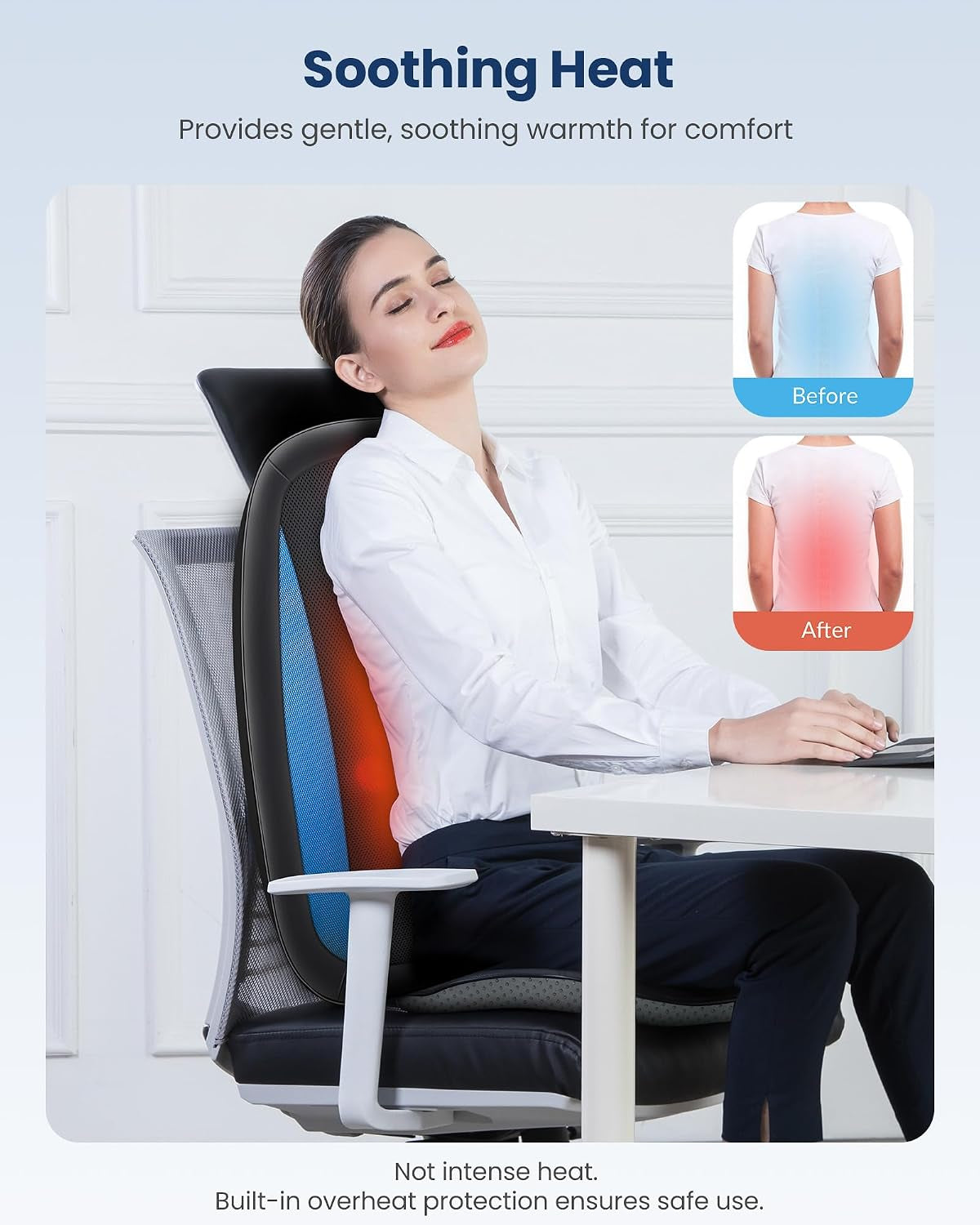 Shiatsu Back Massager with Heat, Massage Chair for Full Back