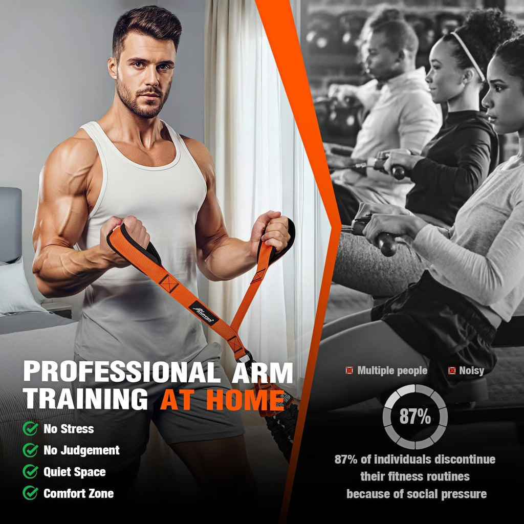 Resistance Bands Training for Arms, Biceps, Triceps, Back, Abs, Shoulders, Exercise Bands with Handles, Door Anchor, Heavy Duty Home Gym Workout Equipment for Face Pulls, Tricep Pushdowns