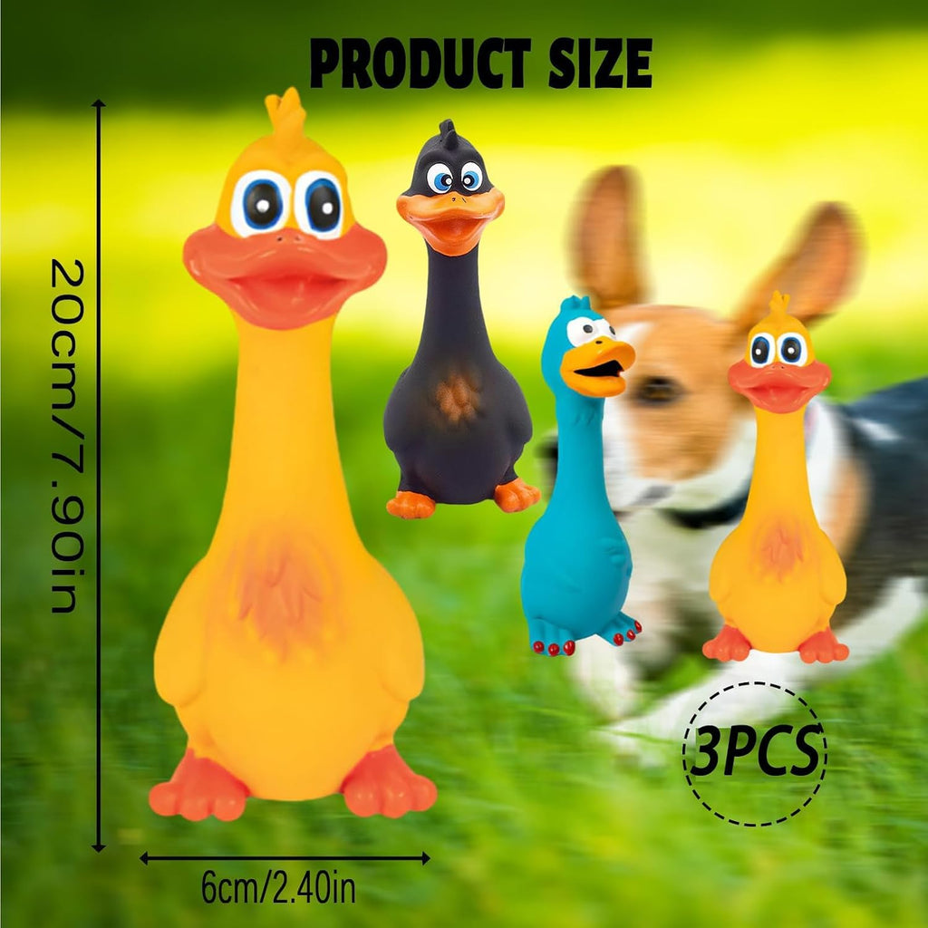 3Pcs Rubber Dog Toys, Squeaky Dog Toys, Rubber Chicken Duck Toys Sound Latex Duck Toy for for Family Interaction Pets Home Pool