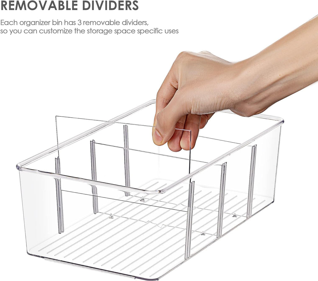 Food Storage Organizer Bins, Clear Plastic Bins for Pantry 4 Pack