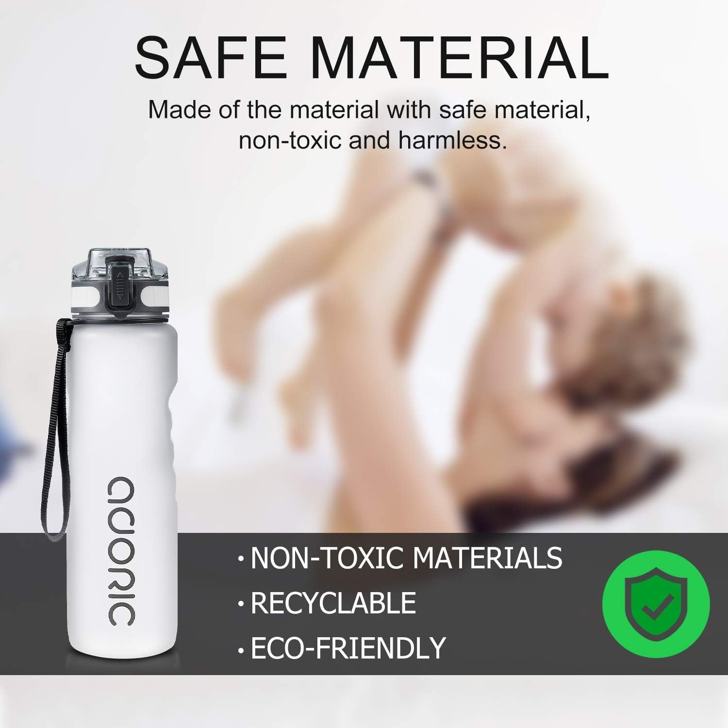 Sports Water Bottle 1L, BPA Free Tritan Leak Proof Gym Bottle, Ice