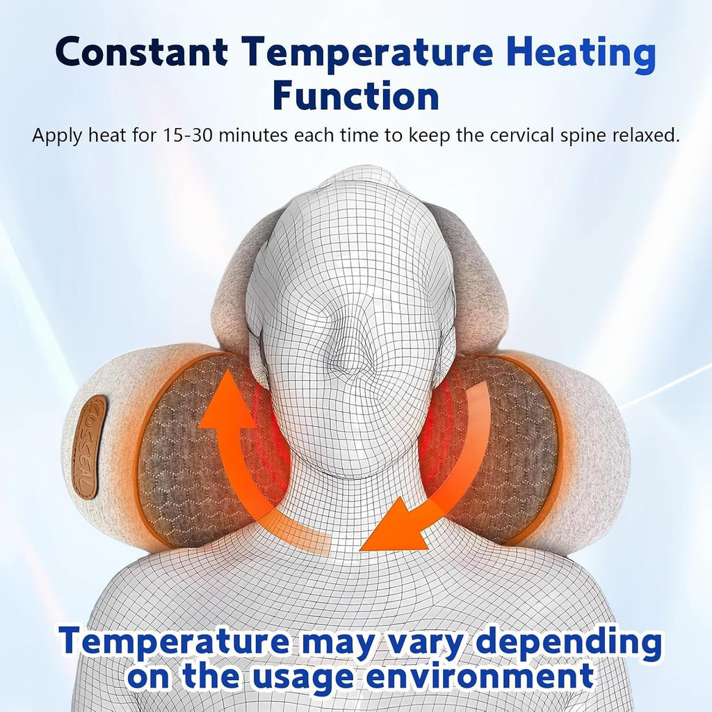 3 in 1 Neck Massager, 2026 New Heated Massage Neck Pillow, Cervical Traction Bed Back Pillow Sleeping, Deep Massage and Relaxation, Ergonomic Design