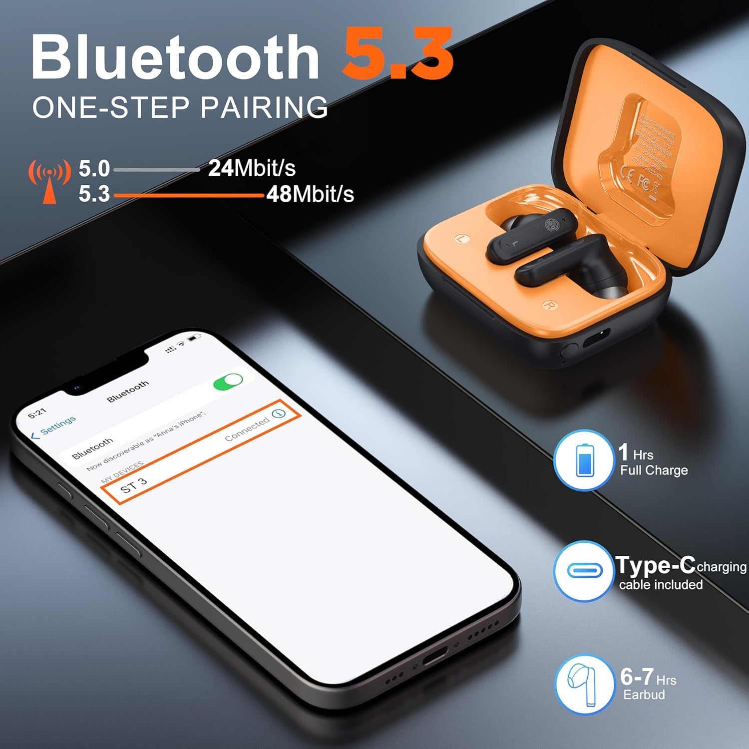 Wireless Earbuds Touch Screen ANC Active Noise Cancelling Earphones,In Ear Gaming Headphones Wireless Bluetooth Ear Phones ENC Ear Buds Noise Cancelling Bluetooth Earbuds LED Display
