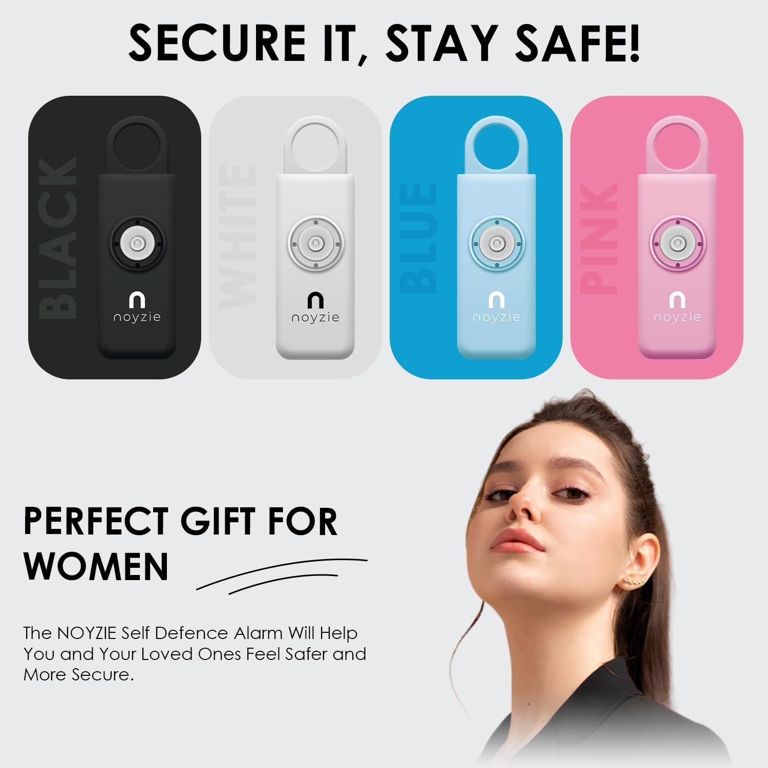 Personal Alarm  Personal Safety Alarm with LOUD 125Db Siren and 200-Lumen Strobing LED Light - Self Defence Rope Alarm Keyring Keychain for Women, Men, Elderly & Dog Walkers
