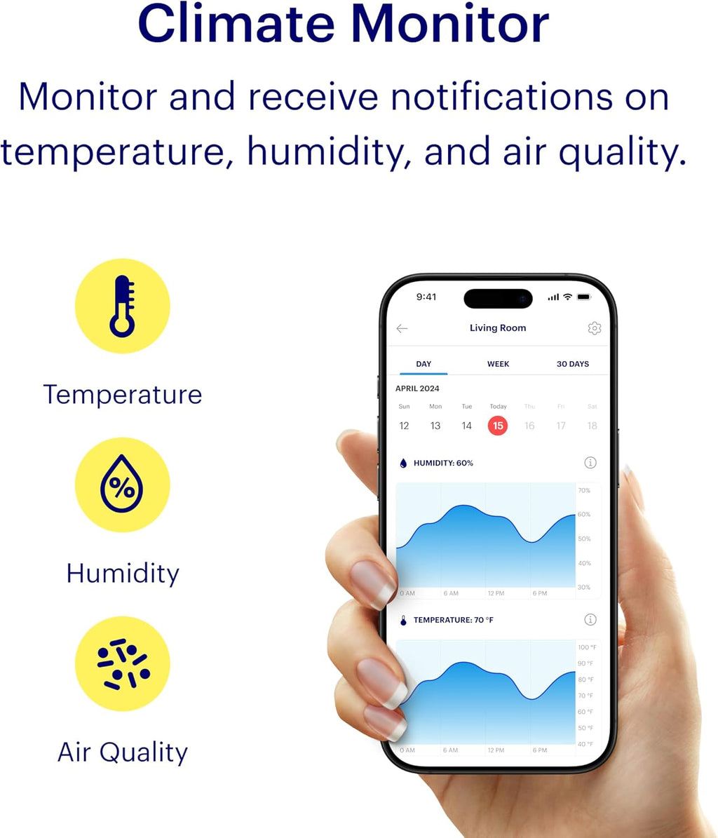 Pro Indoor Home Security Camera 1080P HD Wifi IP | 24/7 Watch Live Video, Siren, Climate Monitor, Motion Alerts, Two-Way Talk, Night Vision, 10X Zoom, Private Mode, Works with Alexa and More
