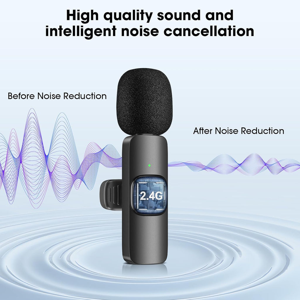 Wireless Lavalier Microphone for Iphone - Ipad, Android Phone,Computer, Mini Lapel Mic with Noise Reduction and Crystal Sound for Video Recording, Vlogging, Tiktok, Youtube