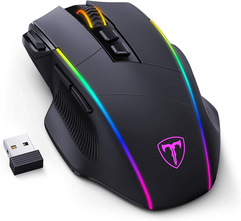 Wireless Gaming Mouse, 2.4G/Usb-C/Bluetooth, up to 10,000DPI, RGB Backlit