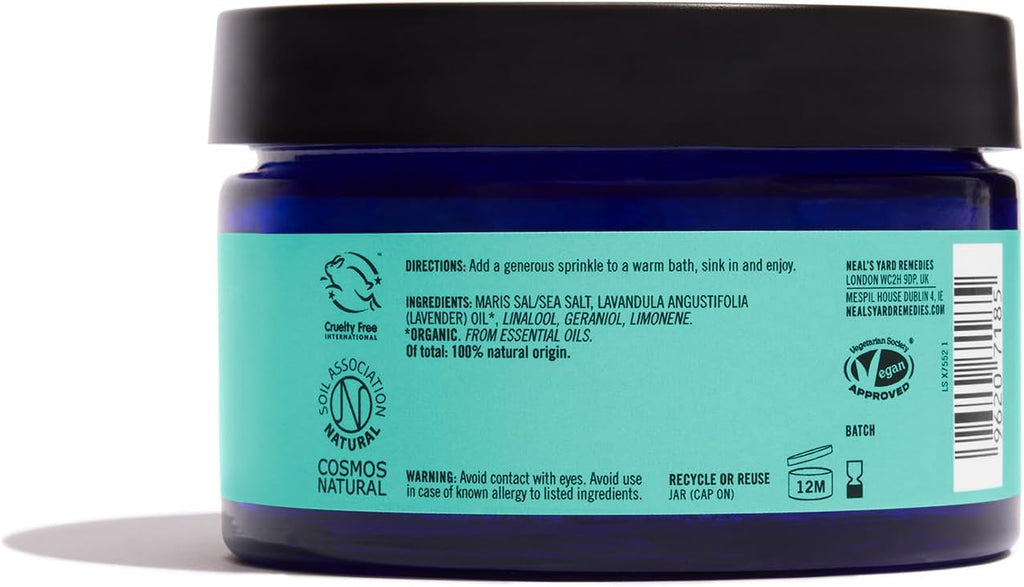 Lavender Bath Salts, Calming & Restorative Salt Crystals with Essential Oils, Vegan & Cruelty-Free, 250G