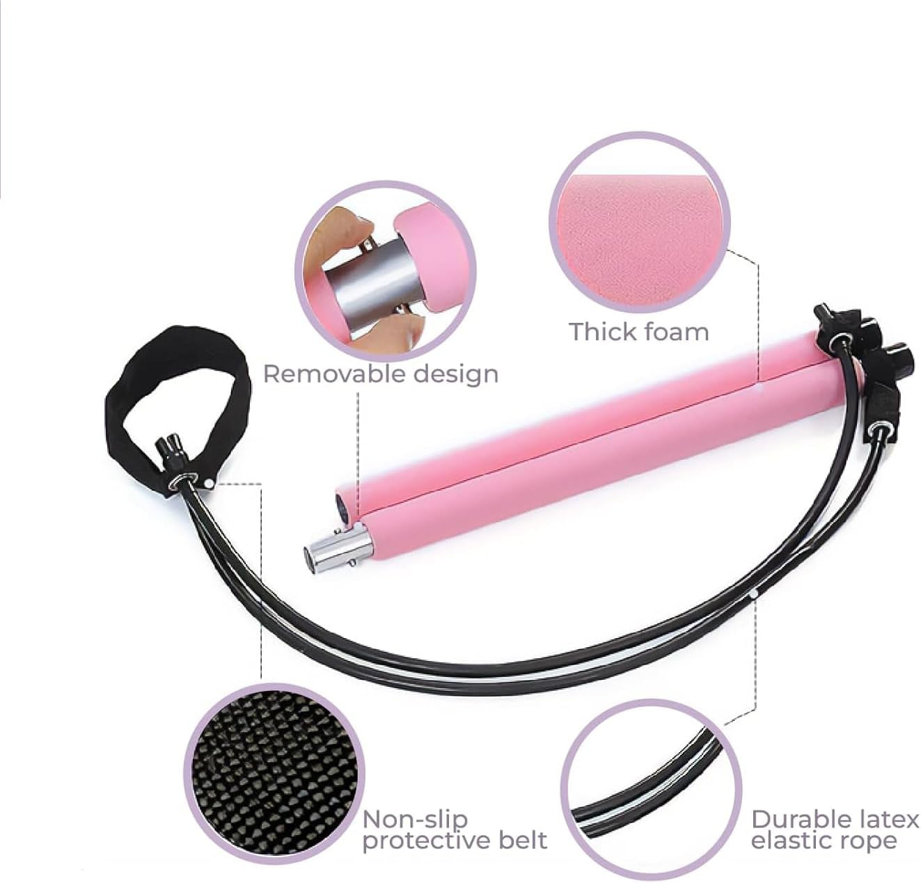 Pilates Bar with Resistance Band Bar Portable Pilates Studio, Pilates Equipment Home Pilates Kit for Full Body Workout, at Home Pilates Kit Exercise Pilates Set for Women and Men
