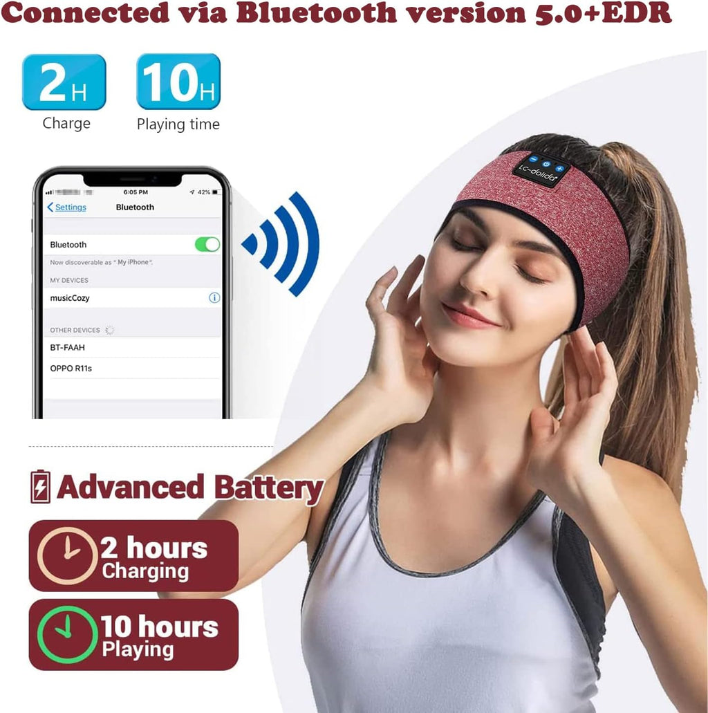 Sleep Headphones V5.0 Wireless Bluetooth Snoozeband Built-In HD Speakers