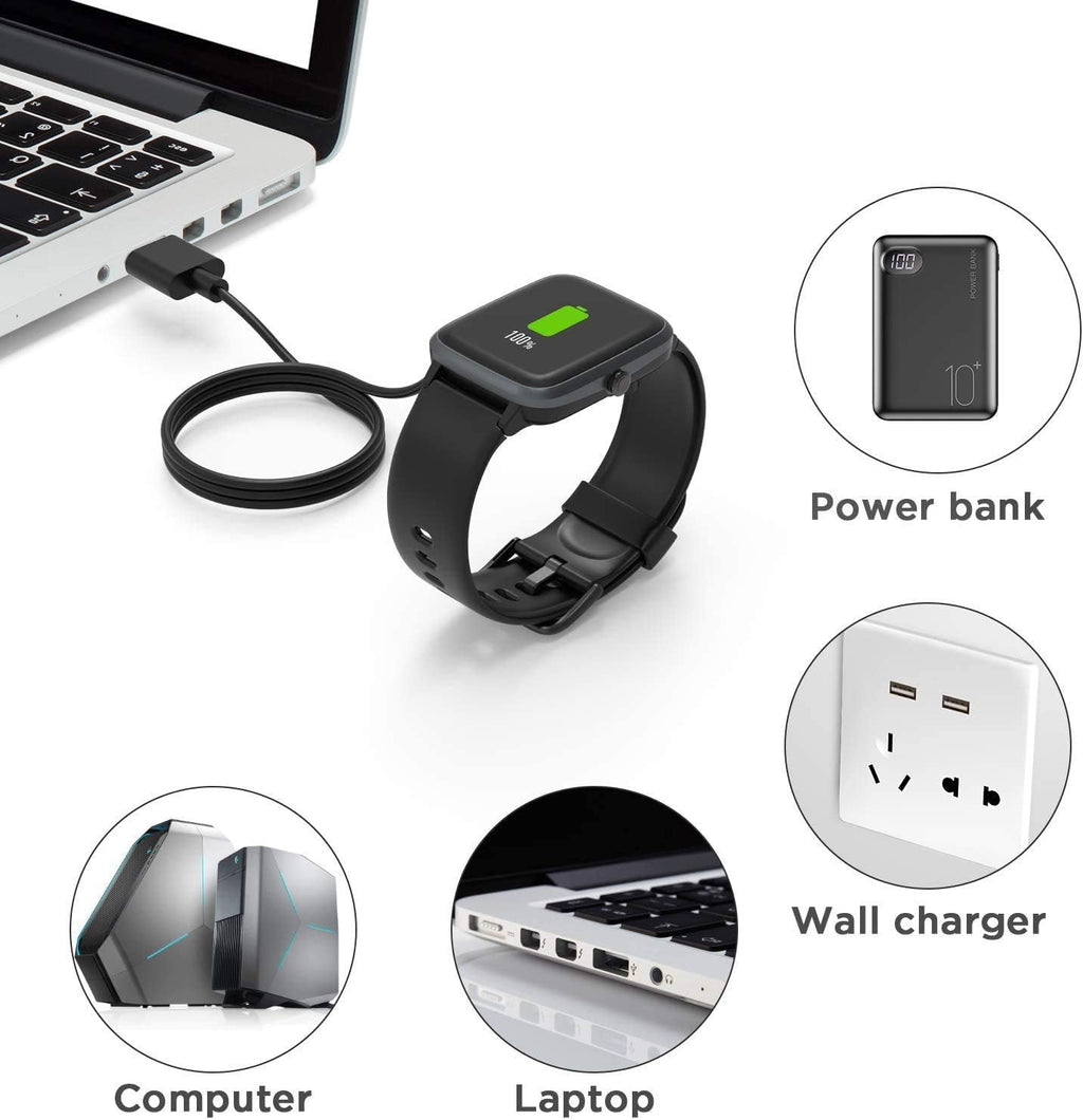 Compatible with Donerton Smartwatch Charger,  Magnetic USB Charging Cable Replacement Charger for Donerton P22/Popglory Smartwatch/Canmixs, Feifuns, Kalinco P22 1.4'' Smartwatch (Black)